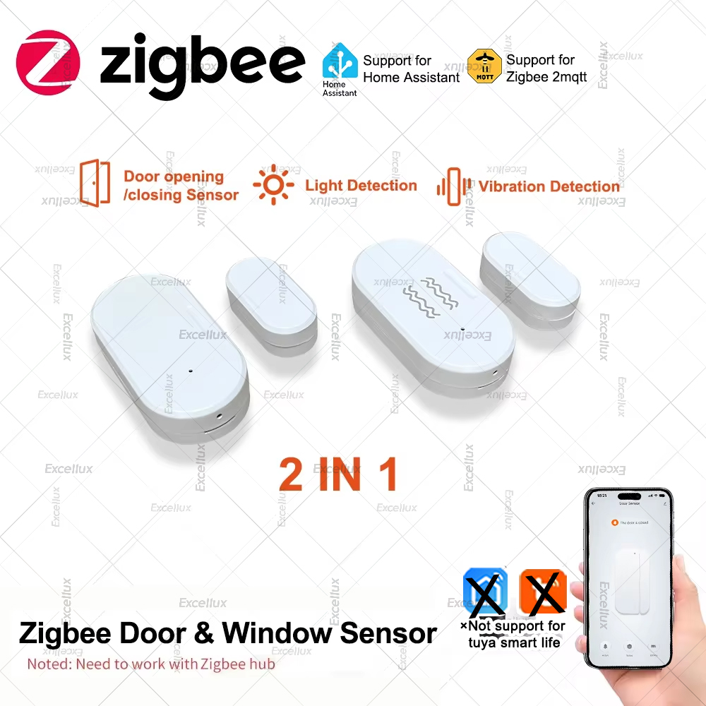 Window Alarm Sensor - Zigbee 3.0 เซ็นเซอร์ประตูหน้าต่างความสว่าง/เซ็นเซอร์การสั่นสะเทือน Smart Home Security