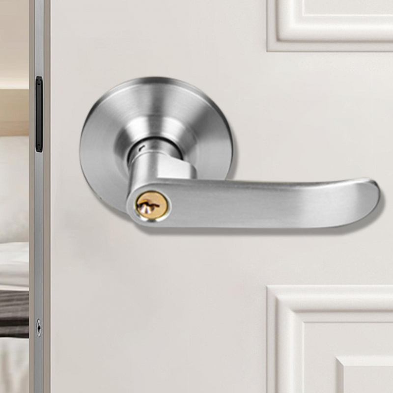 Home Security Premium - ชุดล็อคประตูแบบมือจับทรงกลมพรีเมียมพร้อมกุญแจ 3 ดอก, ชุดล็อคประตูเงียบสำหรับห้องนอน, ล็อคมือจับประตูที่ปลอดภัยสำหรับใช้ในบ้าน