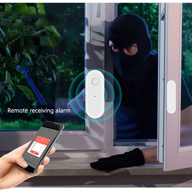 Window Alarm Sensor - ระบบแจ้งเตือนระยะไกล Wi-Fi เครื่องตรวจจับแม่เหล็กอัจฉริยะสำหรับประตู เซ็นเซอร์ตรวจจับการบุกรุกประตูและหน้าต่างแบบกราฟฟิตี รองรับ Google