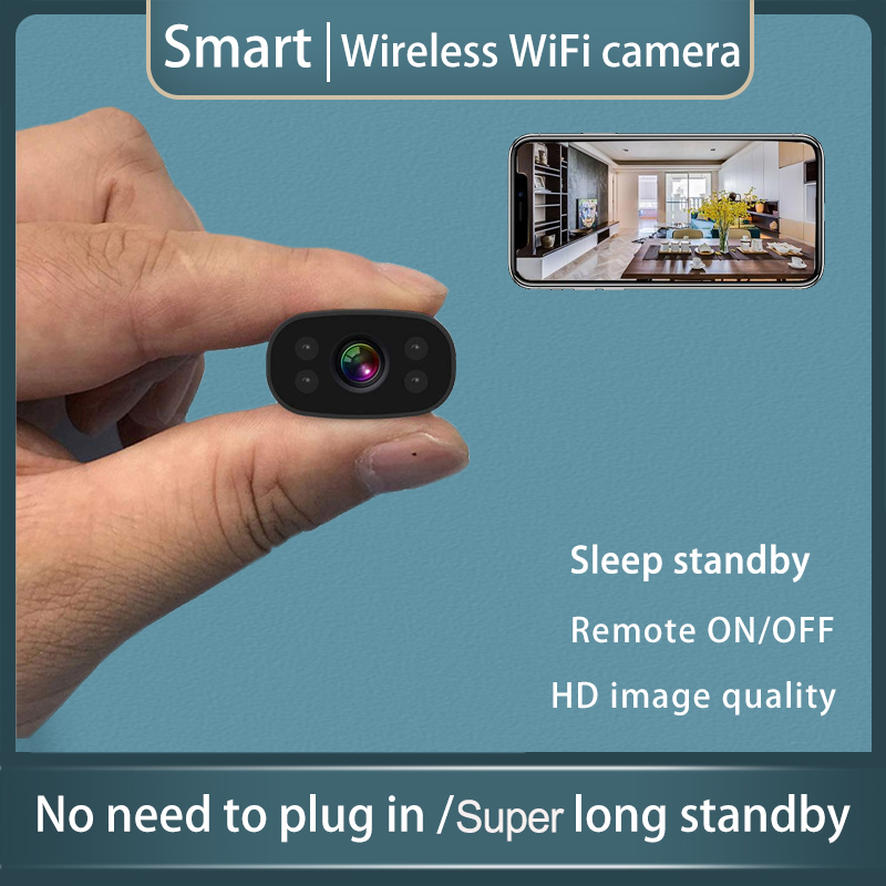 Home Security Premium - กล้องรักษาความปลอดภัยภายในบ้านไร้สายขนาดเล็ก กล้อง IP พร้อมฟังก์ชั่นปลุกด้วยรีโมทและโหมดสแตนด์บายอัจฉริยะ พร้อมแบตเตอรี่ที่ใช้งานได้ยาวนาน