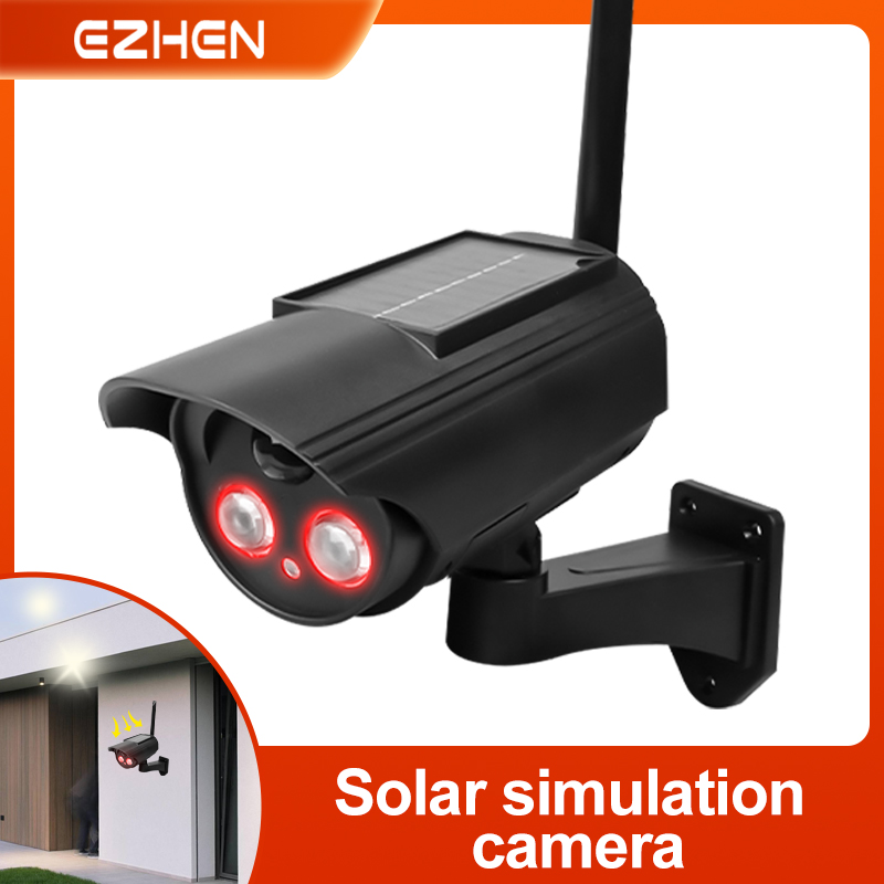 Home Security Cameras Outdoor - กลางแจ้งพลังงานแสงอาทิตย์กล้องจําลองกล้อง Dummy กันน้ําบ้านปลอดภัยกล้องวงจรปิดจําลองการเฝ้าระวังปลอมกล้องกระพริบ LED Light