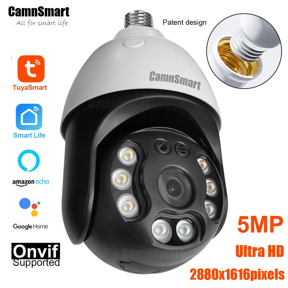 Home Security Premium - Camnsmart Tuya 5MP Alexa WiFi หลอดไฟกล้อง