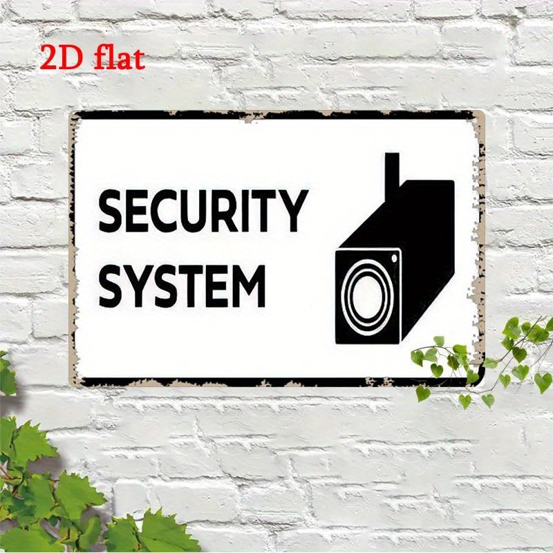 Home Security System - ป้ายระบบรักษาความปลอดภัยโลหะ - แผ่นป้ายติดผนังที่ทนทานพร้อมดีไซน์สีดำขาวโดดเด่นสำหรับตกแต่งบ้าน สำนักงาน คลับ และพื้นที่กลางแจ้งแบบคลาสสิก
