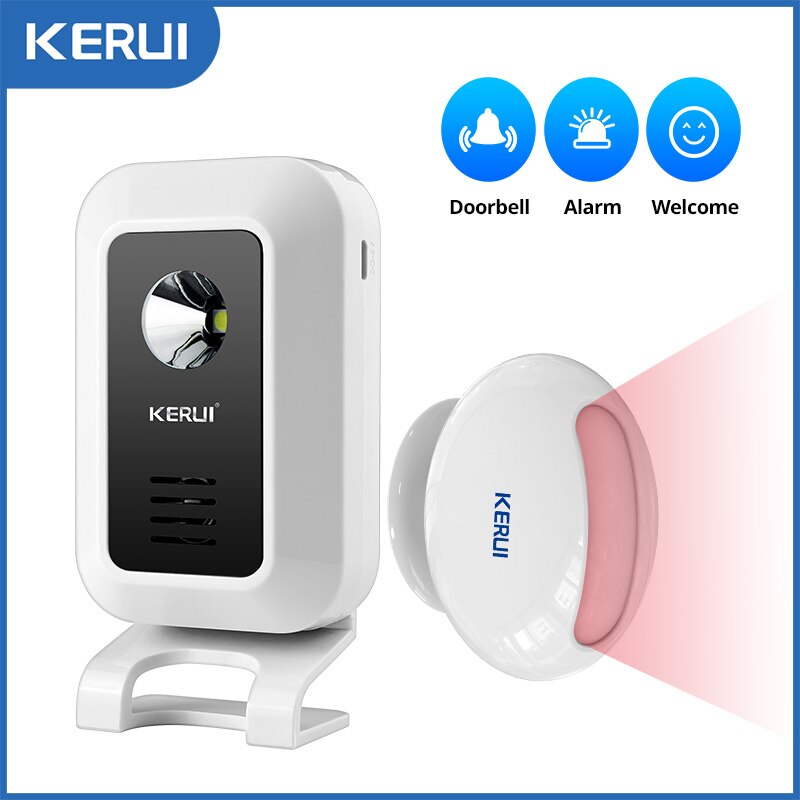 Window Alarm Sensor - Kerui เซ็นเซอร์ตรวจจับความเคลื่อนไหวต้อนรับ M7, สัญญาณเตือน32เพลงกริ่งประตูบ้านไร้สายไฟ LED กลางคืนประตูหน้าต่างร้านค้า