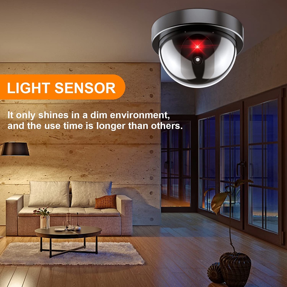 Home Security Cameras Outdoor - กล้องรักษาความปลอดภัยจำลอง A55T, กล้องปลอมพร้อมไฟ LED สีแดง, ระบบเฝ้าระวังไร้สายที่สมจริงสำหรับบ้านและนอกบ้าน