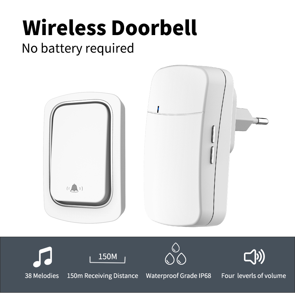 Home Security Uk - Wireless Doorbell ยินดีต้อนรับ CHIME สําหรับ Home