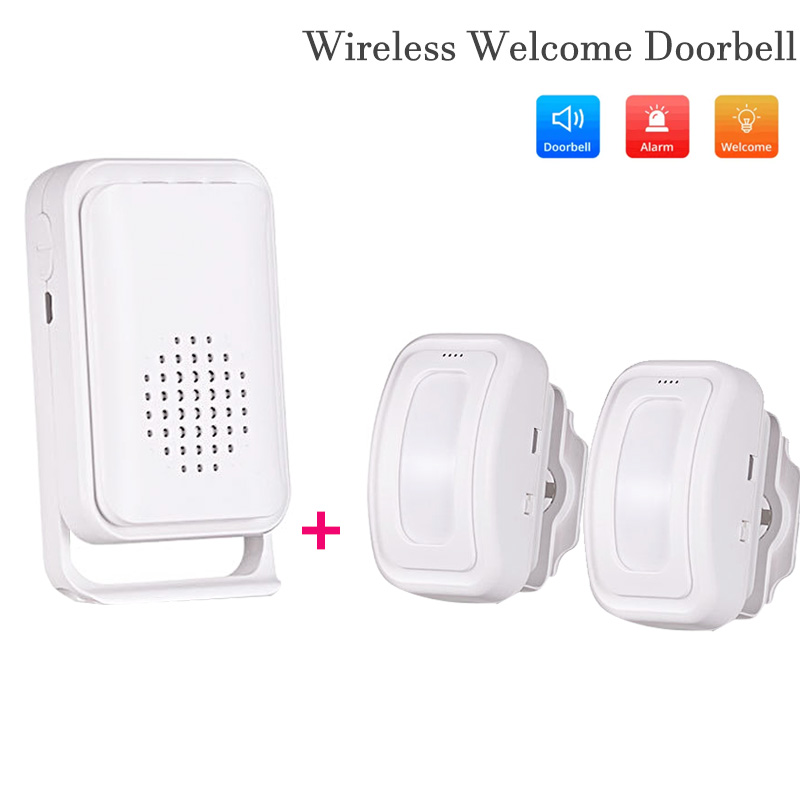 Home Security System - กริ่งประตูต้อนรับแบบไร้สายเครื่องตรวจจับอินฟาเรดเซ็นเซอร์ตรวจจับการเคลื่อนไหว PIR ระบบแจ้งเตือนทางเข้าประตู