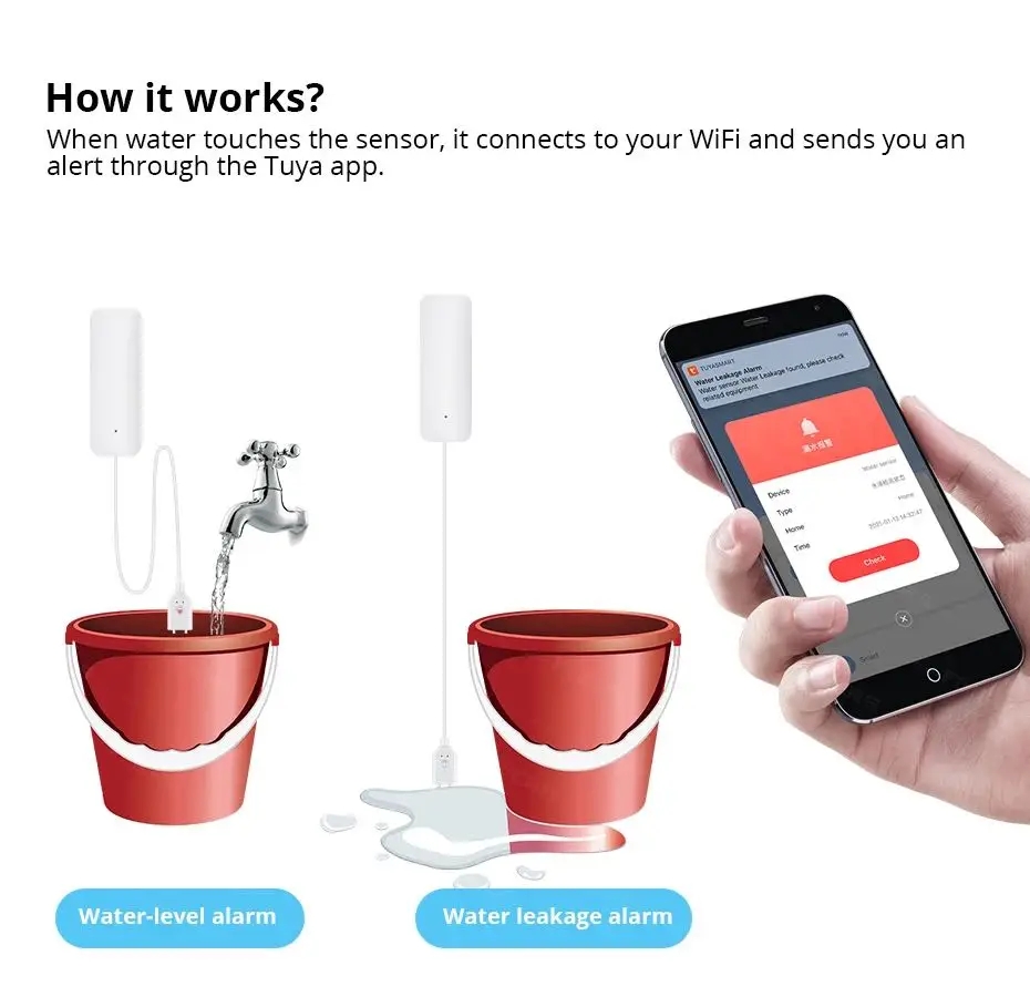 Tuya เซ็นเซอร์น้ำรั่ว, มีไวไฟอ - Home Security System บทวิจารณ์และราคา